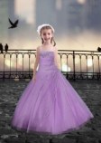 Spaghetti Straps Beaded Lilac New Arrival Flower Girl Dresses in Tulle Spaghetti Straps Beaded Lilac New Arrival Flower Girl Dresses in Tulle