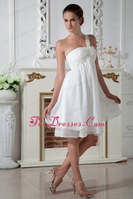 One Shoulder Short White Empire Prom Dress Appliques One Shoulder Short White Empire Prom Dress Appliques