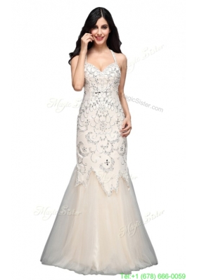 halter cross wedding dress