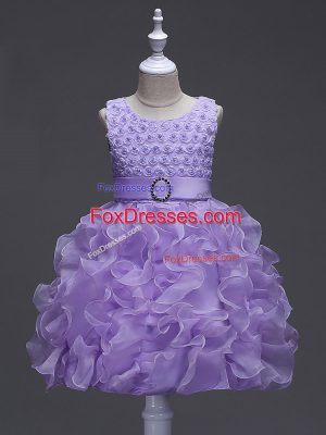 Fashionable Lavender Scoop Neckline Ruffles And Belt Little Girls Pageant Gowns Sleeveless Lace Up Fashionable Lavender Scoop Neckline Ruffles And Belt Little Girls Pageant Gowns Sleeveless Lace Up