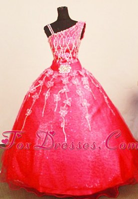 2013 Little Girl Pageant Dresses Asymmetrical Neck Applqiues Red 2013 Little Girl Pageant Dresses Asymmetrical Neck Applqiues Red