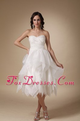hem handkerchief dress ruched sweetheart length tea