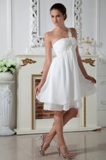 One Shoulder Short White Empire Prom Dress Appliques One Shoulder Short White Empire Prom Dress Appliques