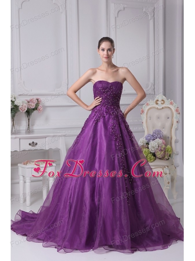 Purple A Line Sweetheart Wedding Dresses Fashion Dresses