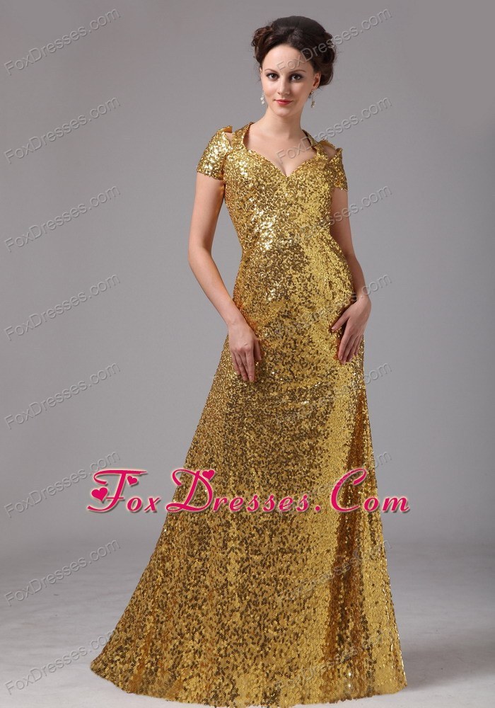 Of The Bride Dress Gold With V Neck Sleeves Mother Of The Bride Dress Gold With V Neck Sleeves