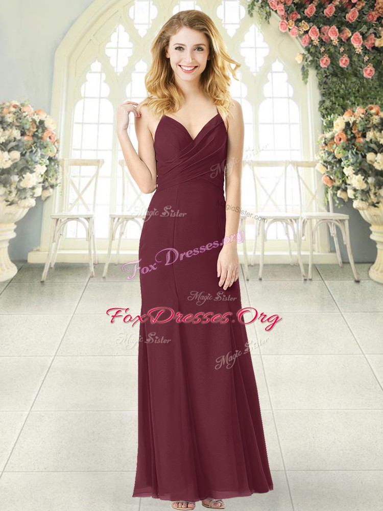 burgundy floor length formal gown