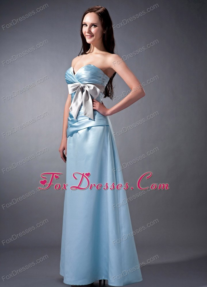 Cheap Baby Blue Sweetheart Satin Bridesmaid Dress