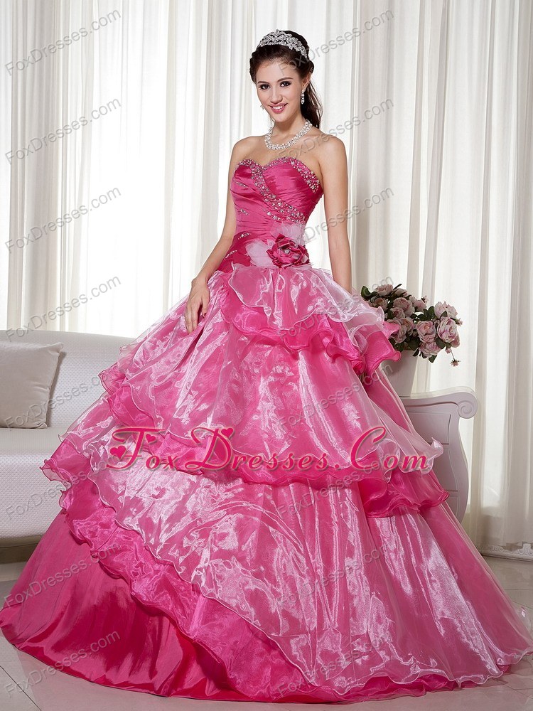 Fuschia Layered Quinceanera Dress Beautiful Fuschia Layered Quinceanera Dress