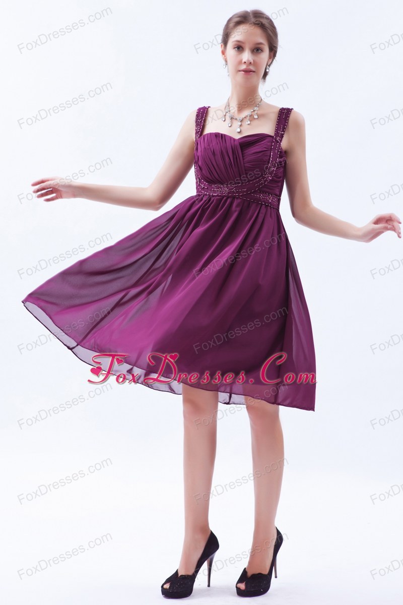 Empire Straps Dark Purple Beaded Dama Dresses for Quinceanera Empire Straps Dark Purple Beaded Dama Dresses for Quinceanera
