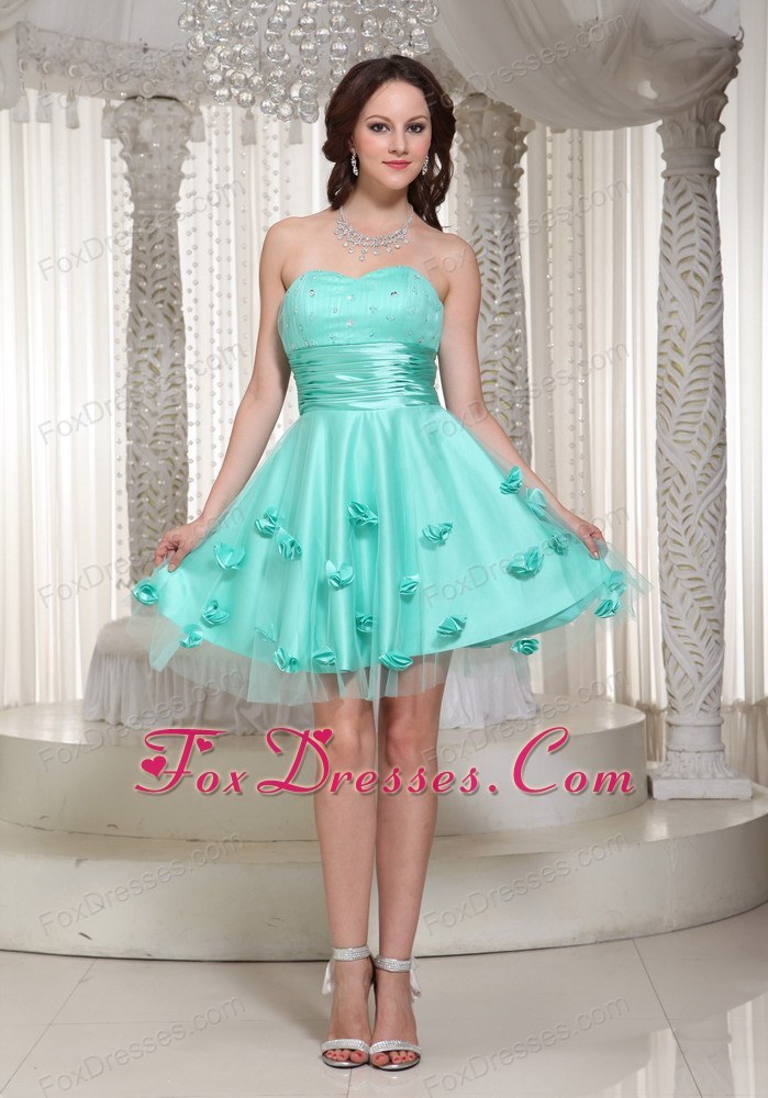 Turquoise Tail Dress Flowers Decorate Triumph