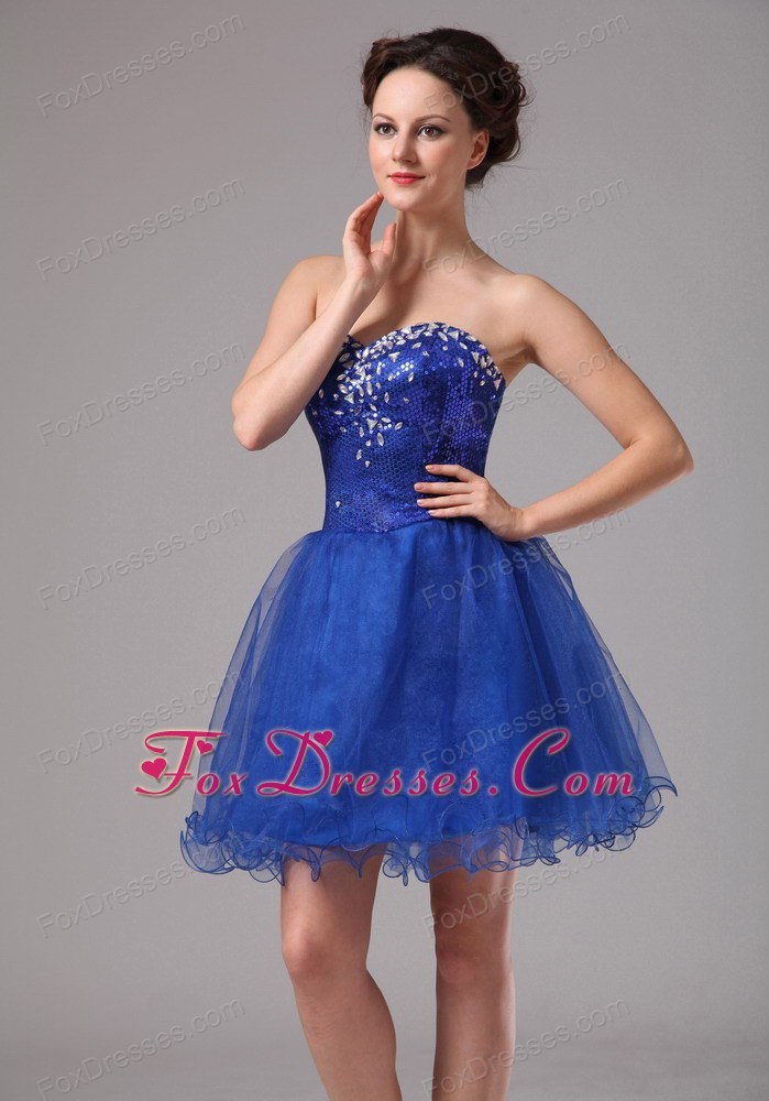 Royal Blue Beaded Mini-length Cocktail Dress organza Royal Blue Beaded Mini-length Cocktail Dress organza