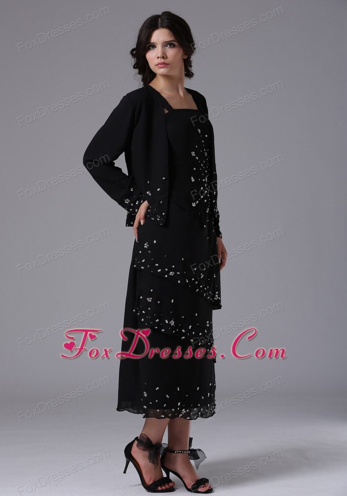 Black mother of the bride dress with jacket 18