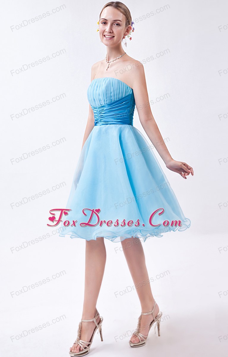 Best Buy Military Discount >> Short Baby Blue Ruche Strapless Prom Dress A-line Best Buy Military Discount >> Short Baby Blue Ruche Strapless Prom Dress A-line